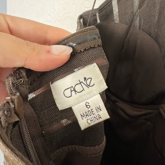 Vintage Cache Halter Dress Size 6 Y2K 90s Metallic Vneck Cocktail Formal Event - Picture 7 of 7